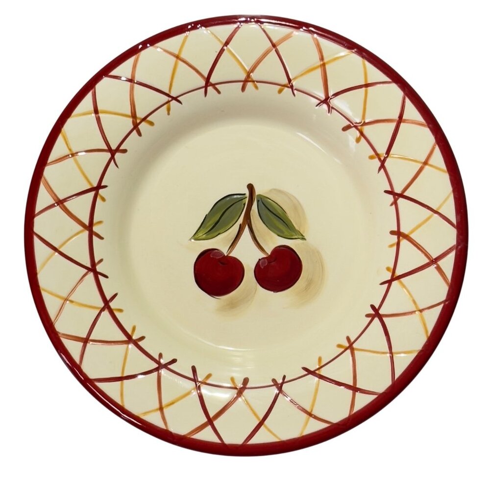 Tabletops Gallery Fruit Lattice Hand-Painted Ceramic Plate 11''